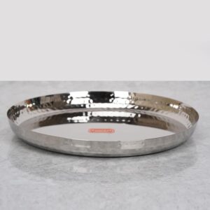 Stainless Steel Hammered  Heavy Gauge Mirror Finish Plate /thali/bowl 1pc